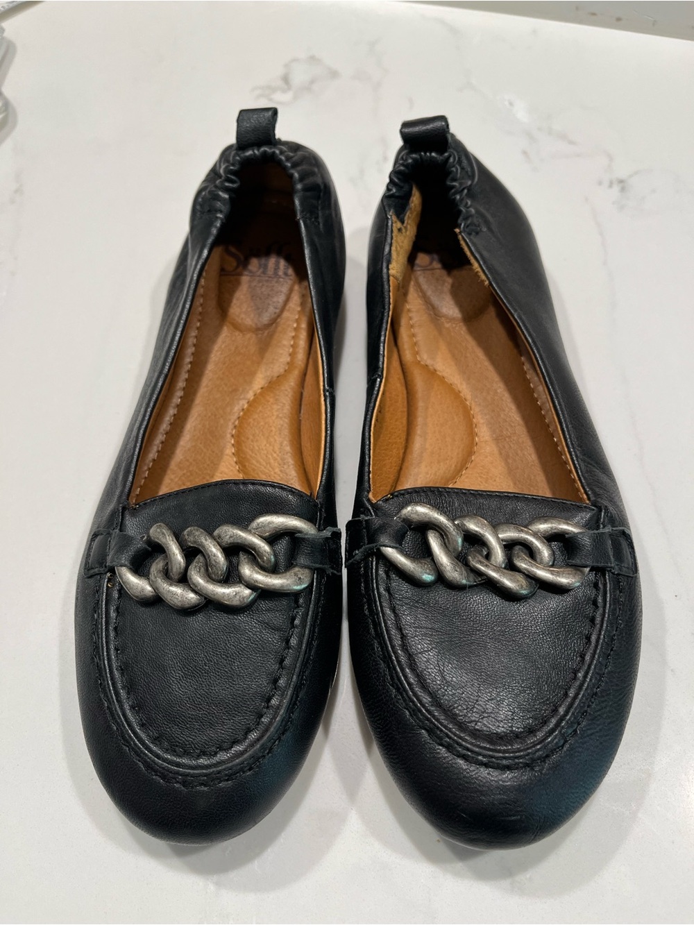 Sofft Black Women's Chain-Accent Slip-On Loafers